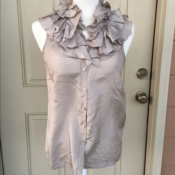100% silk light grey top main image 1